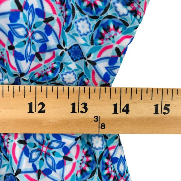 Christina Tankini Womens 10 Blue Pink White Adjustable Built In Shelf Bra Ruffle - Picture 6 of 9